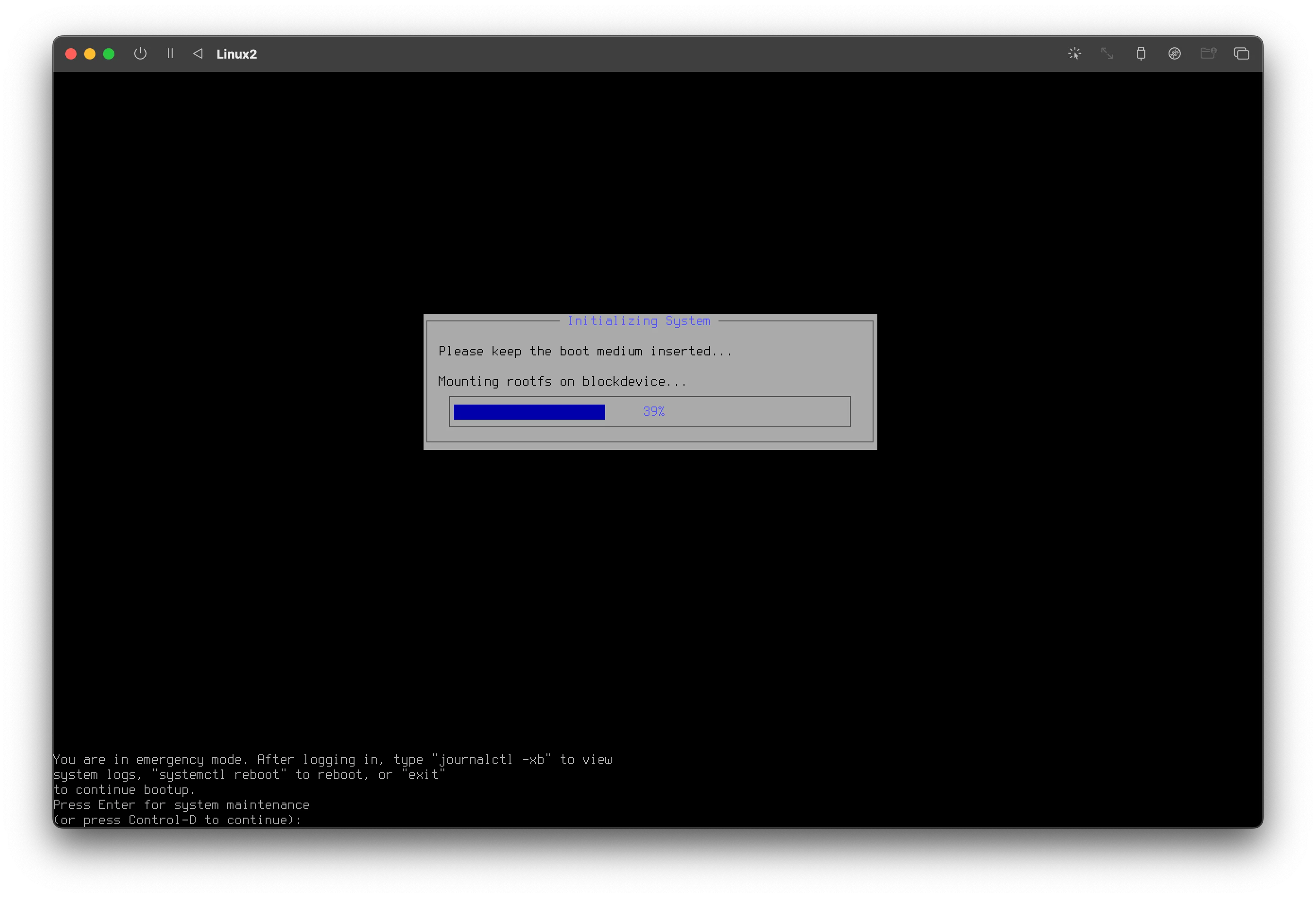 ArchBoot failure, enters emergency mode