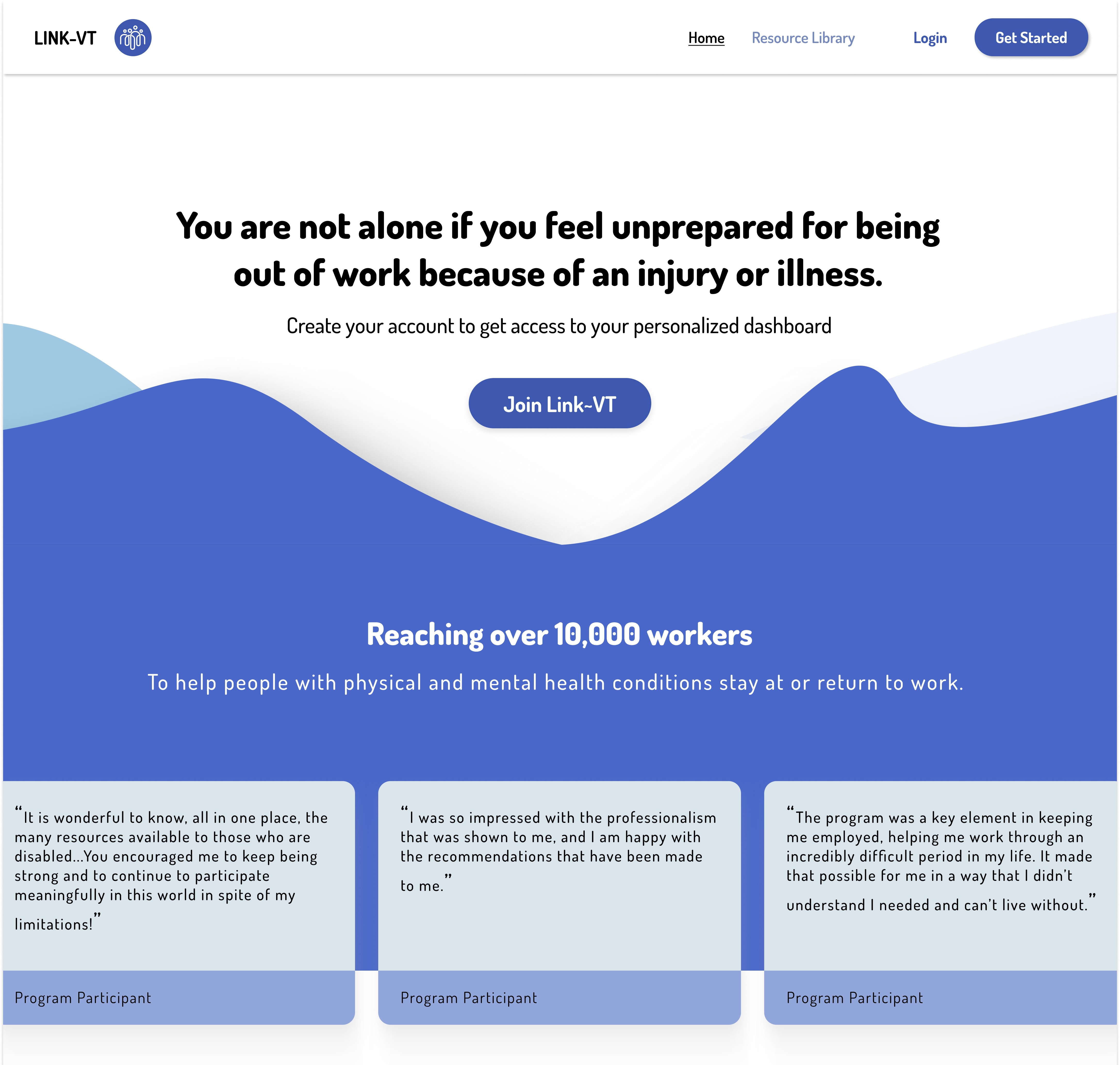 The homepage of the LINK~VT Platform