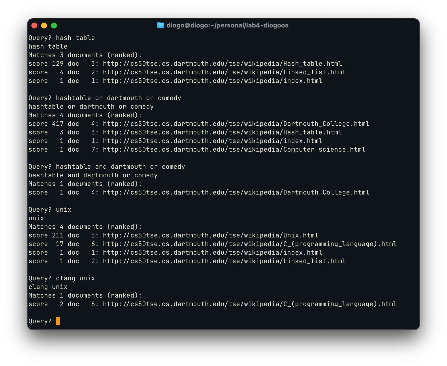 Example of a TSE query